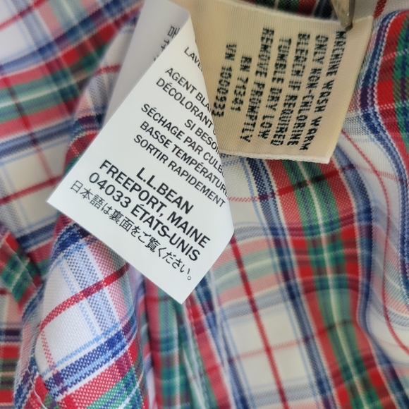 L.L. Bean Size Small S Wrinkle Free Plaid Shirt, button up, 100% cotton. - Picture 5 of 6